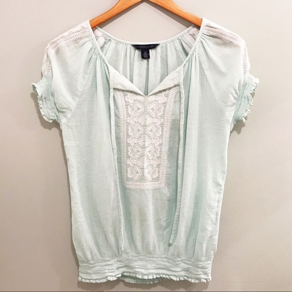 Tops - Tommy Hilfiger Gauze Light Cyan Top Size S/P